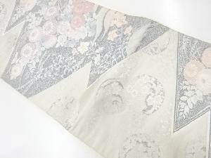 アンティーク　秋草に花丸文様織出し袋帯（材料）